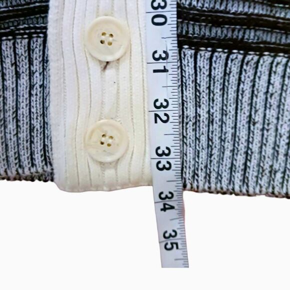 New Sean John Cardigan Sweater Mens XXL Tall 2XLT Ribbed Button Up Brown Stripes - Picture 7 of 8